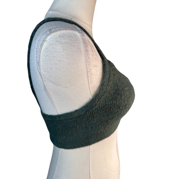 2/$30 ZARA Green Knit Small Tweed Crop Top Cozy Stretchy Tank - Picture 6 of 9